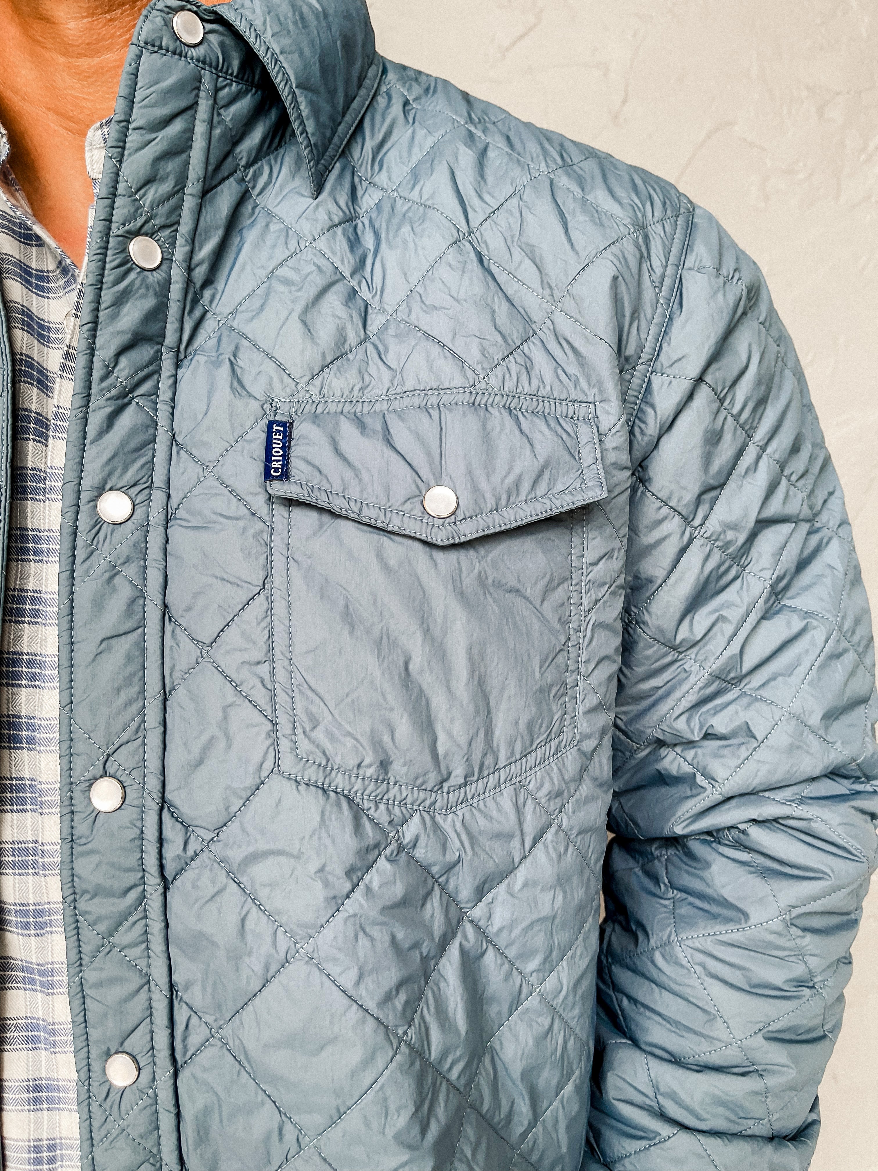 Quilted Shacket - Slate Blue