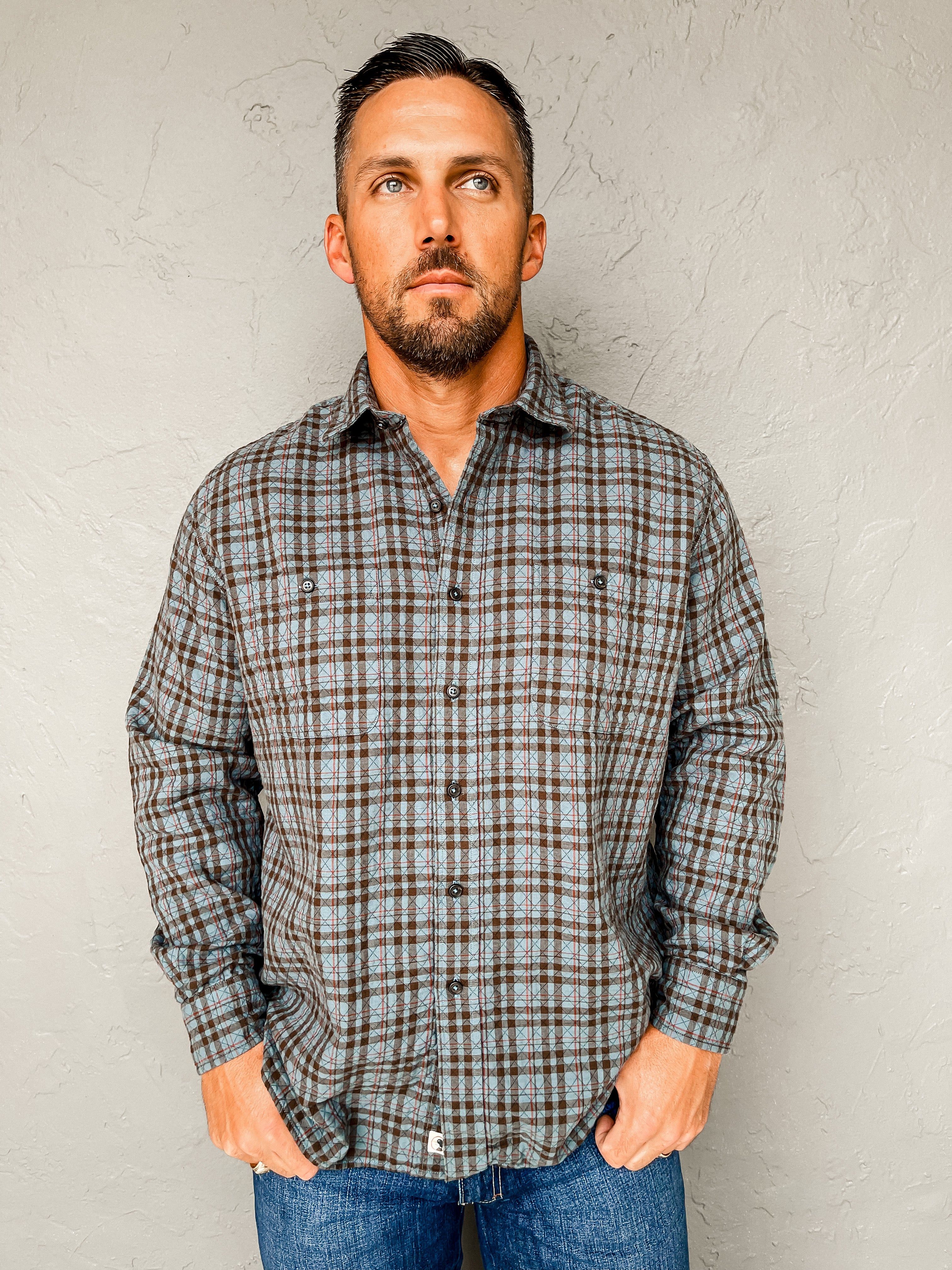 Westover Plaid Long Sleeve - Stormy Blue