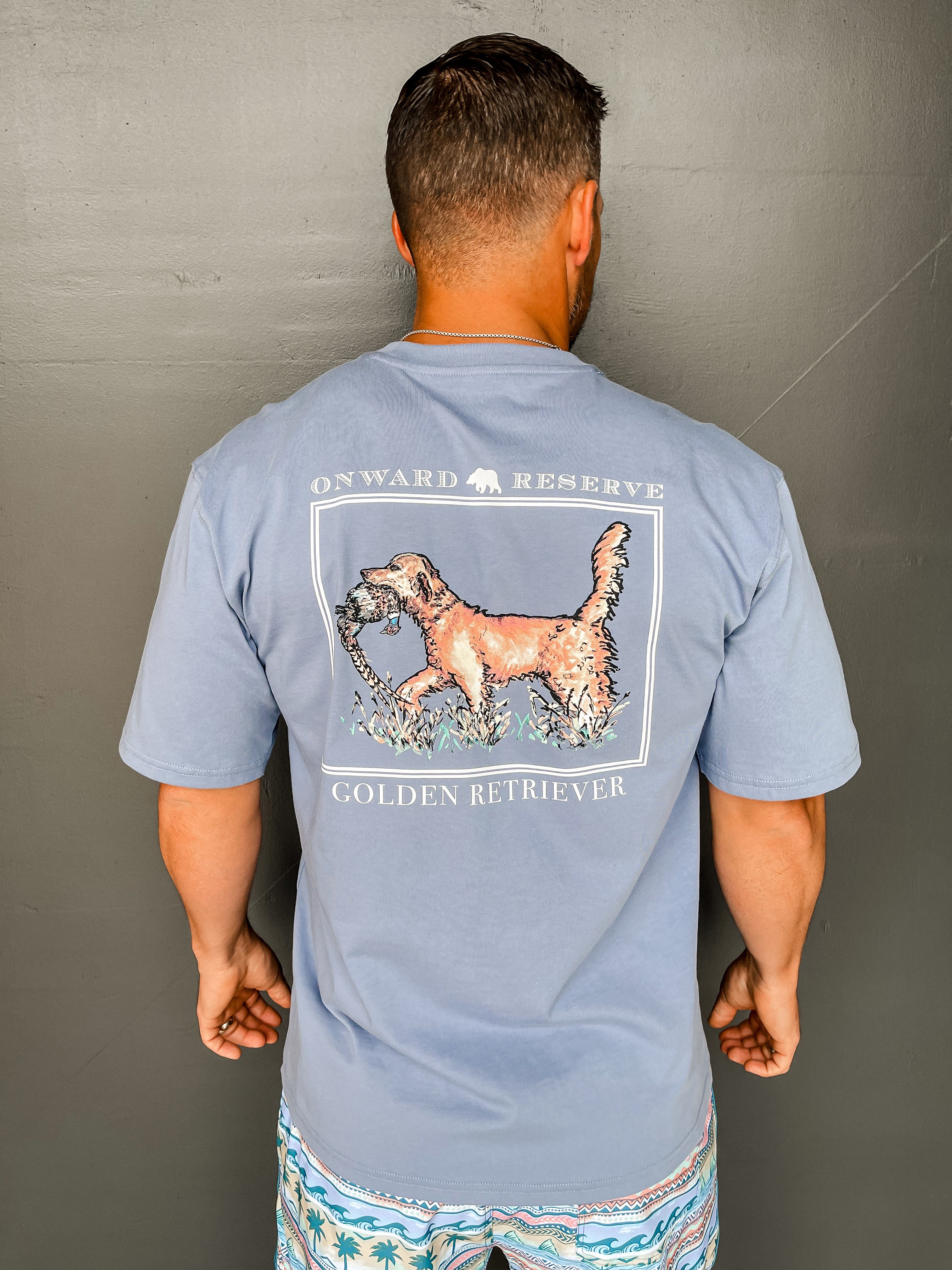Golden Retriever Tee - Washed Blue