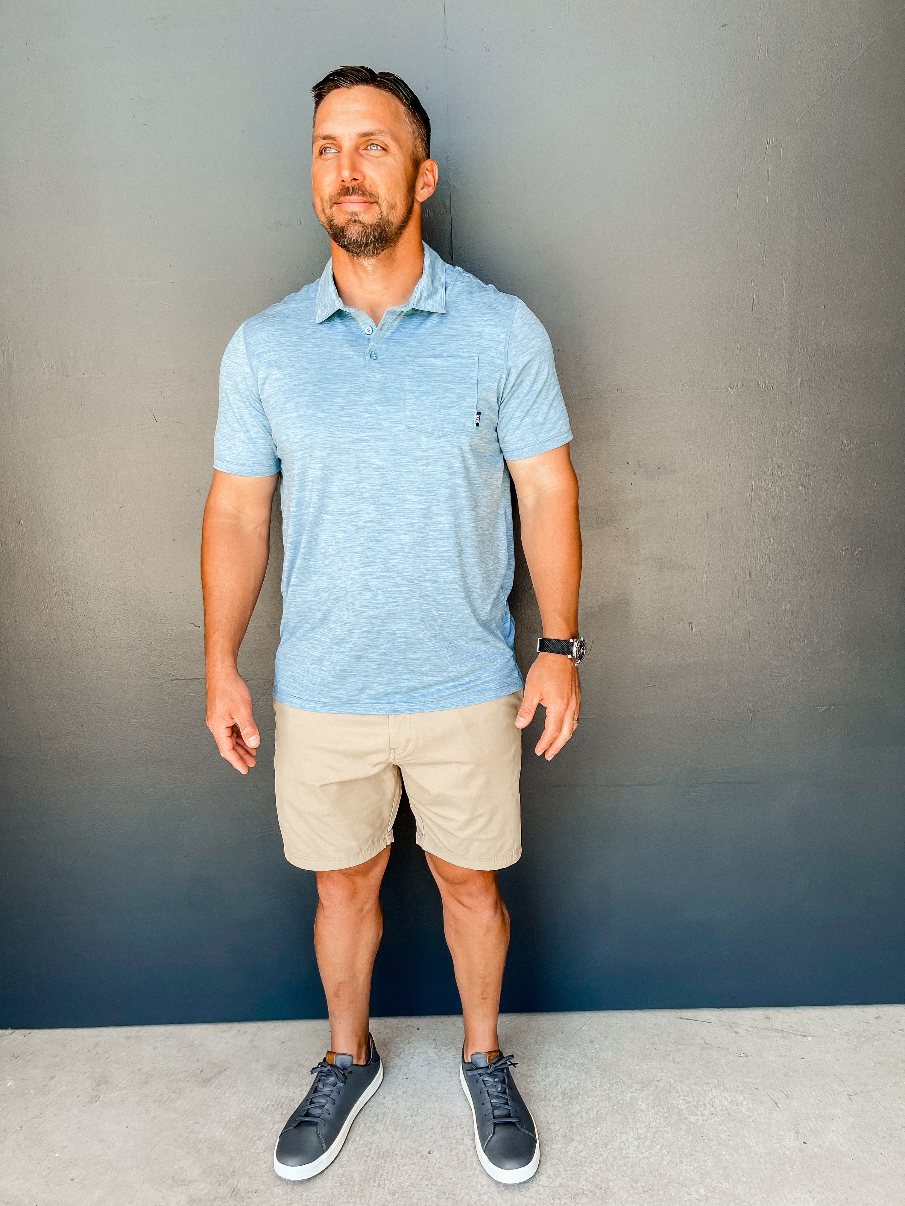Droptemp All Day Cooling Polo - Washed Blue Heather