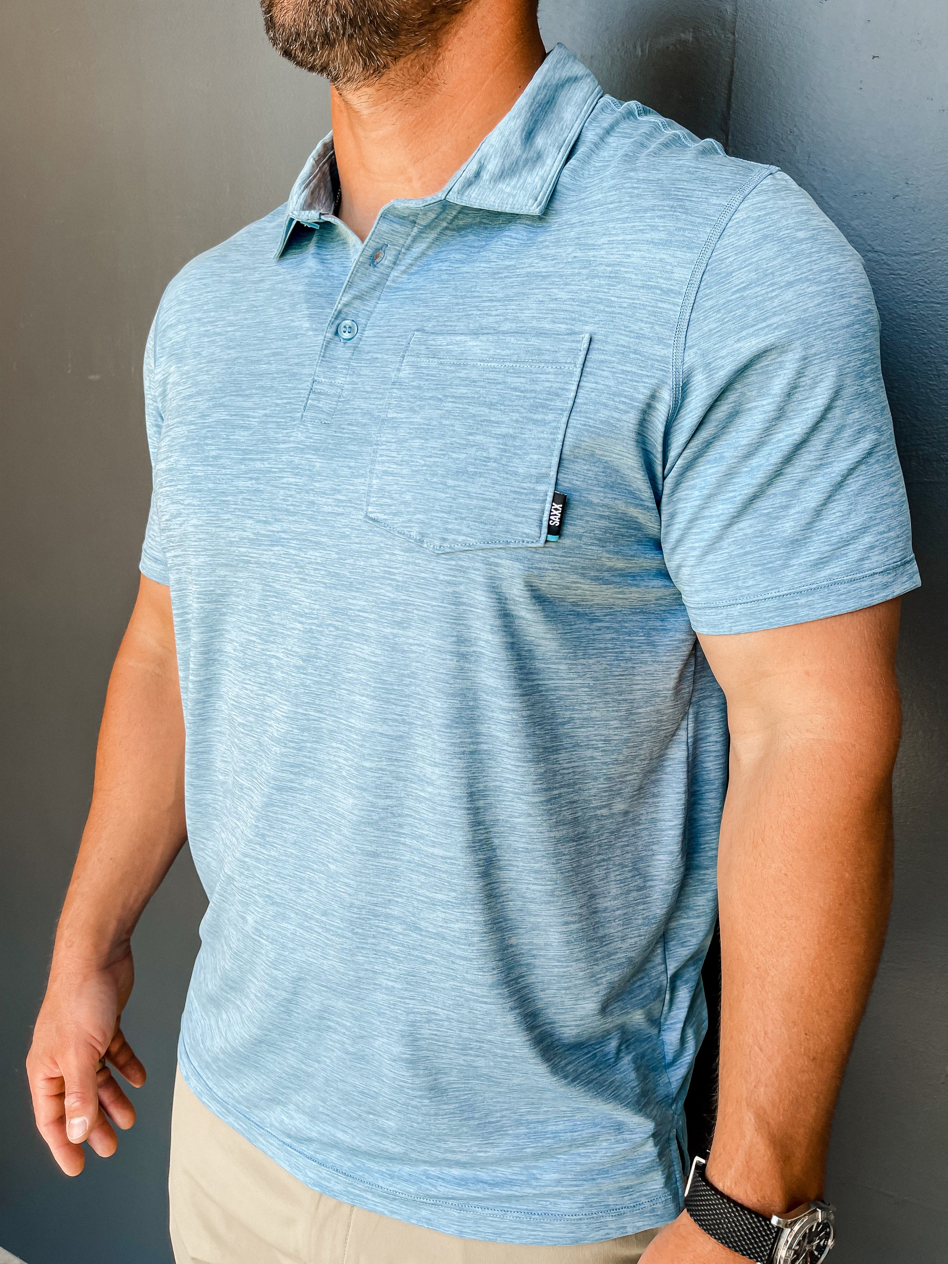Droptemp All Day Cooling Polo - Washed Blue Heather