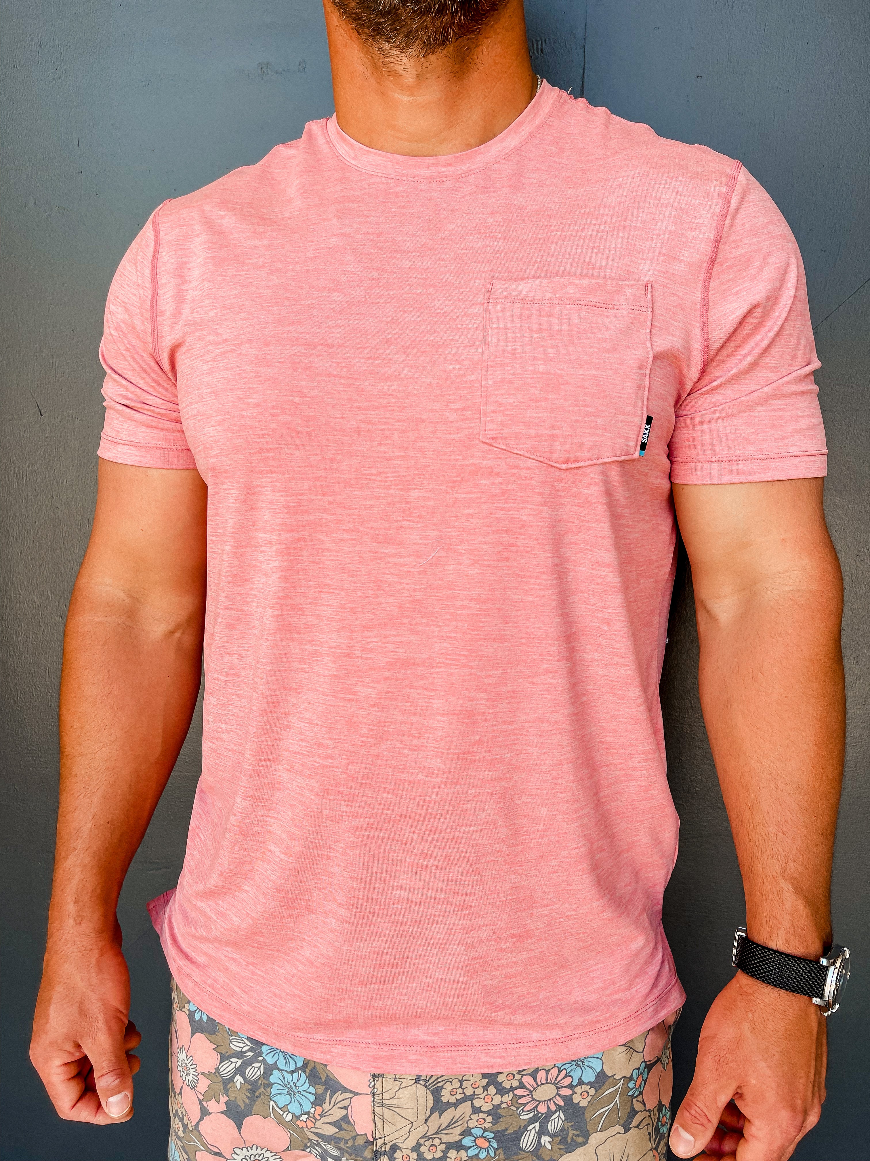 Droptemp All Day Cooling Short Sleeve Pocket Tee - Gumball Heather