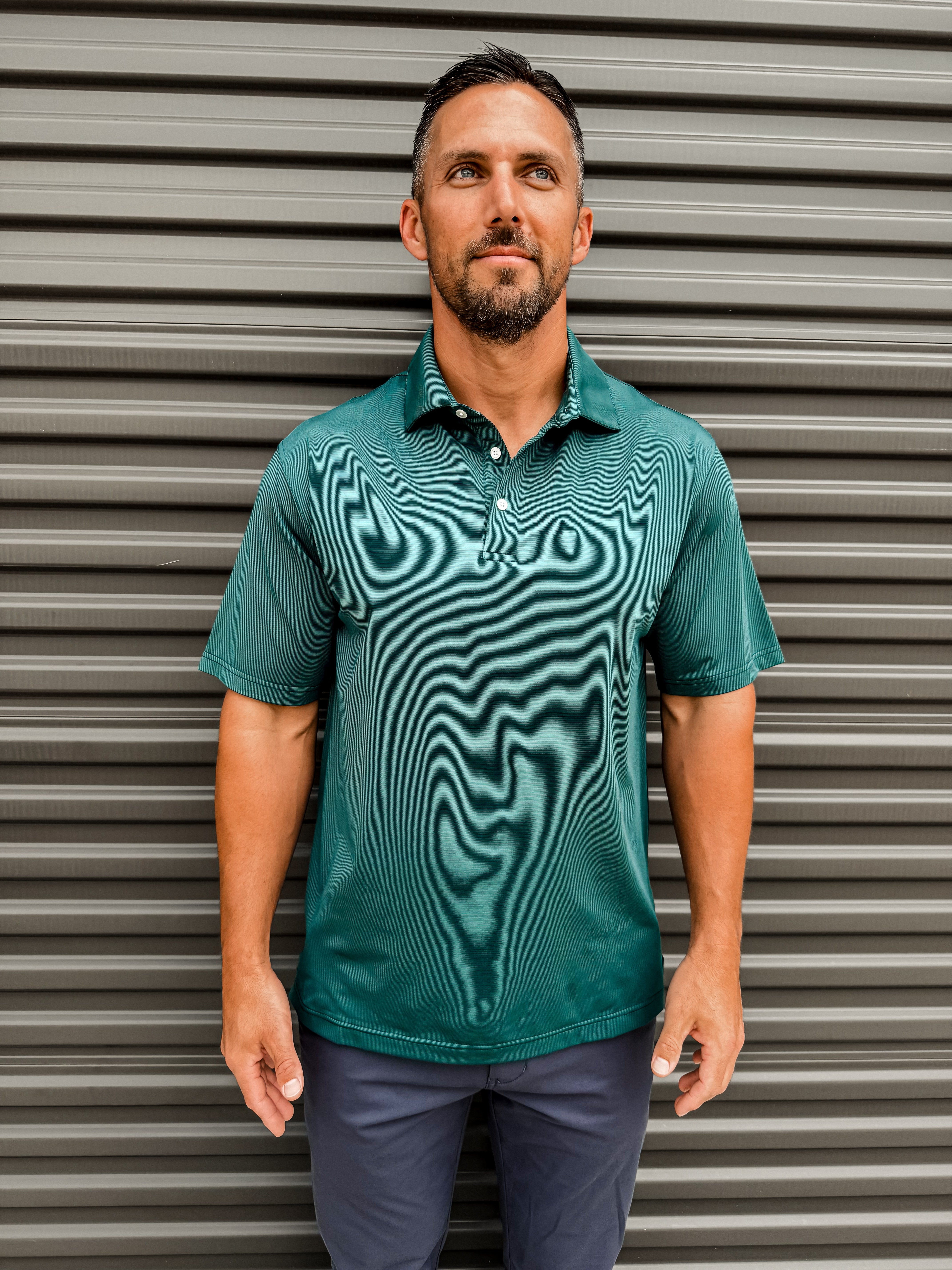 Hairline Stripe Performance Polo - Titian