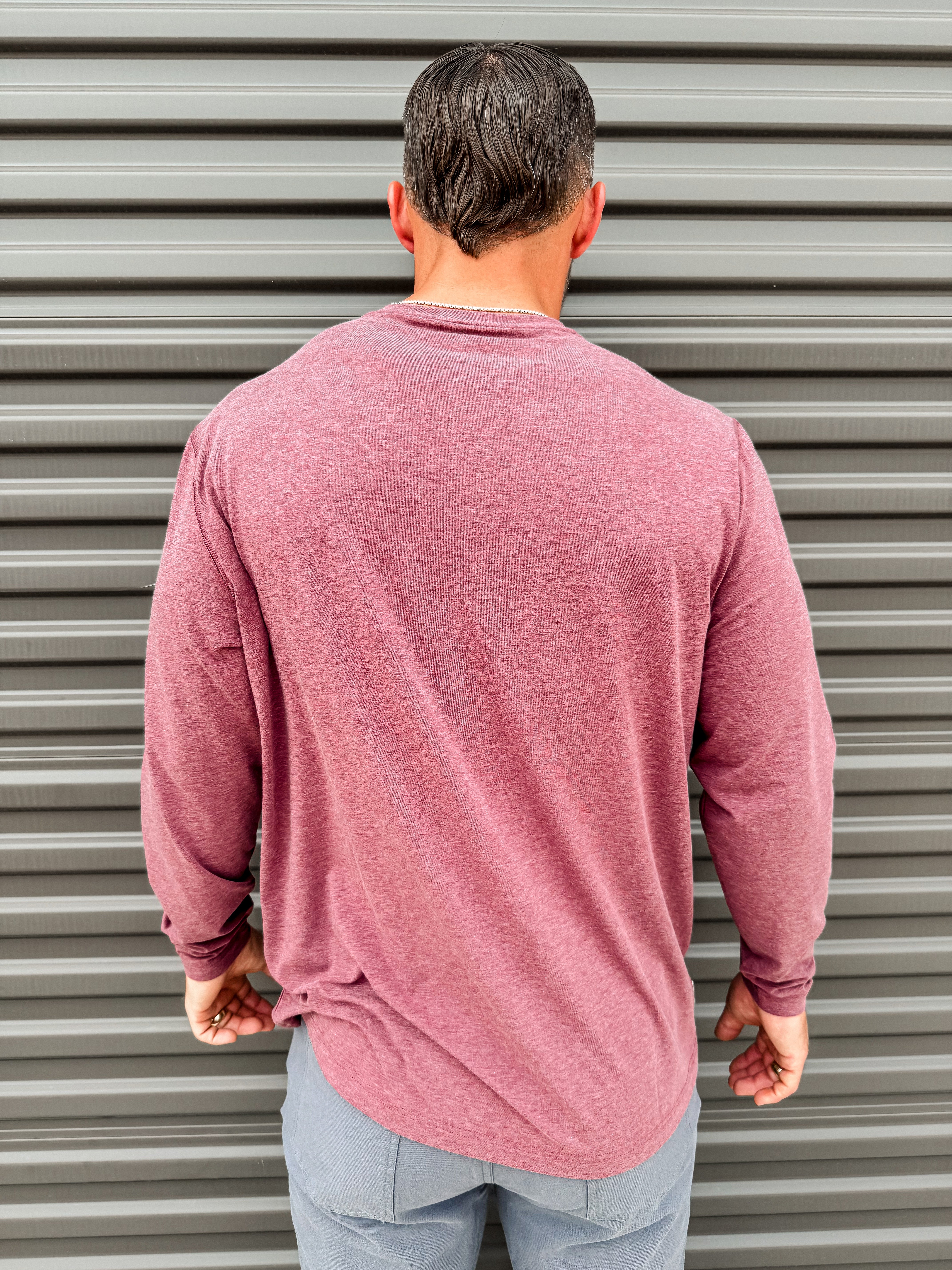 Long Sleeve Windward Performance T-Shirt - Tawny Port Heather