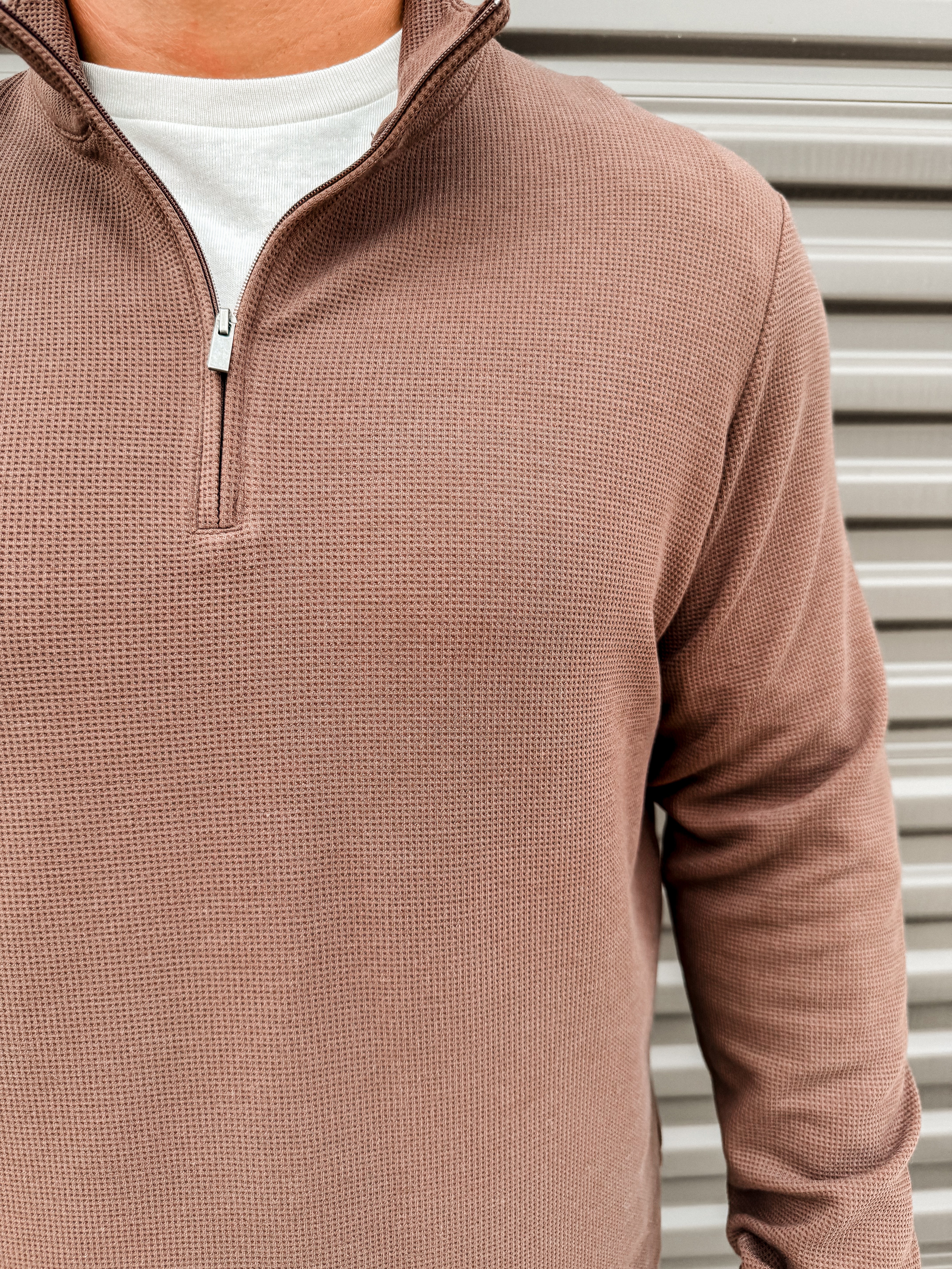 Men's Waffle Quarter Zip - Chestnut