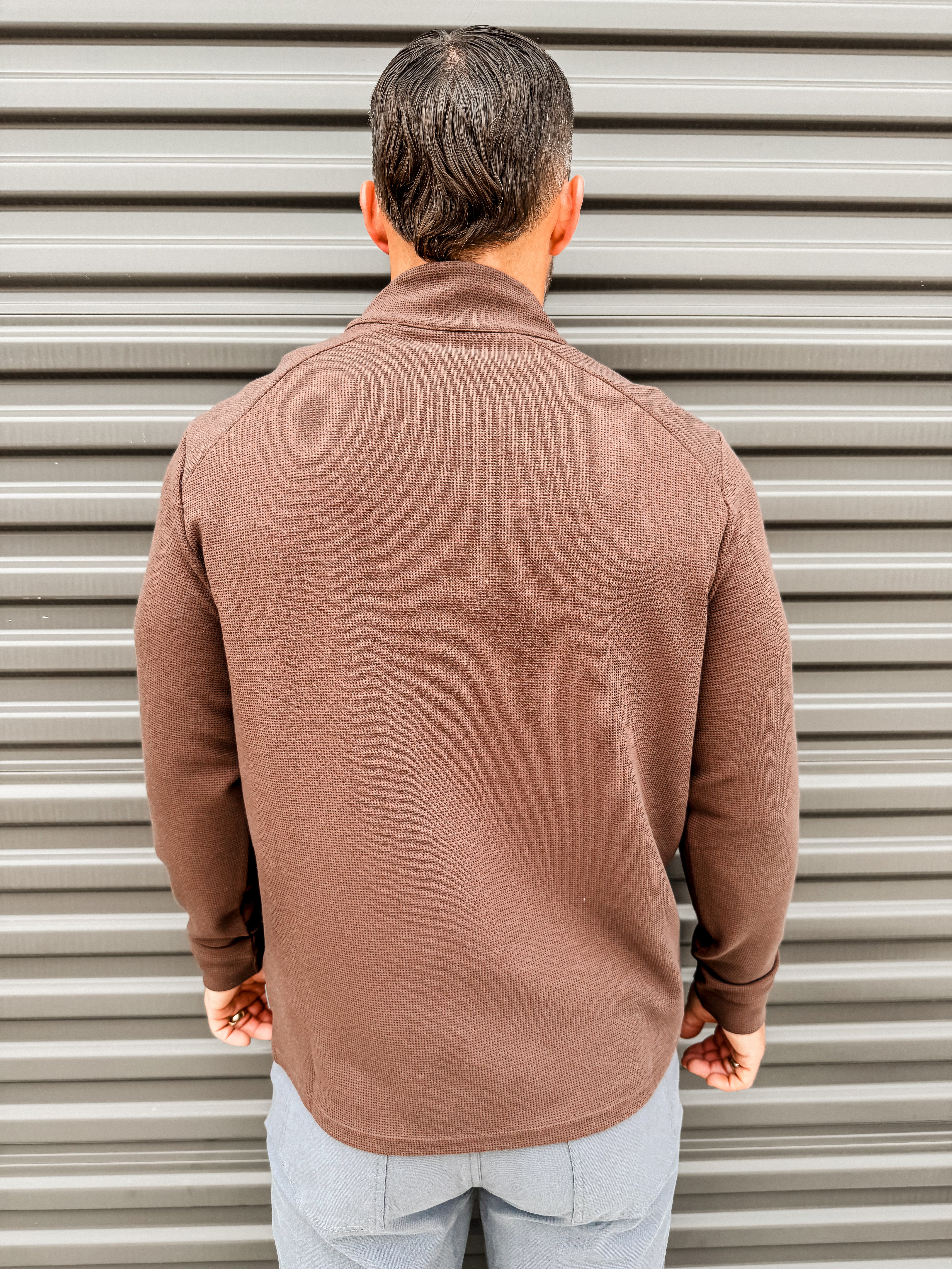 Men's Waffle Quarter Zip - Chestnut