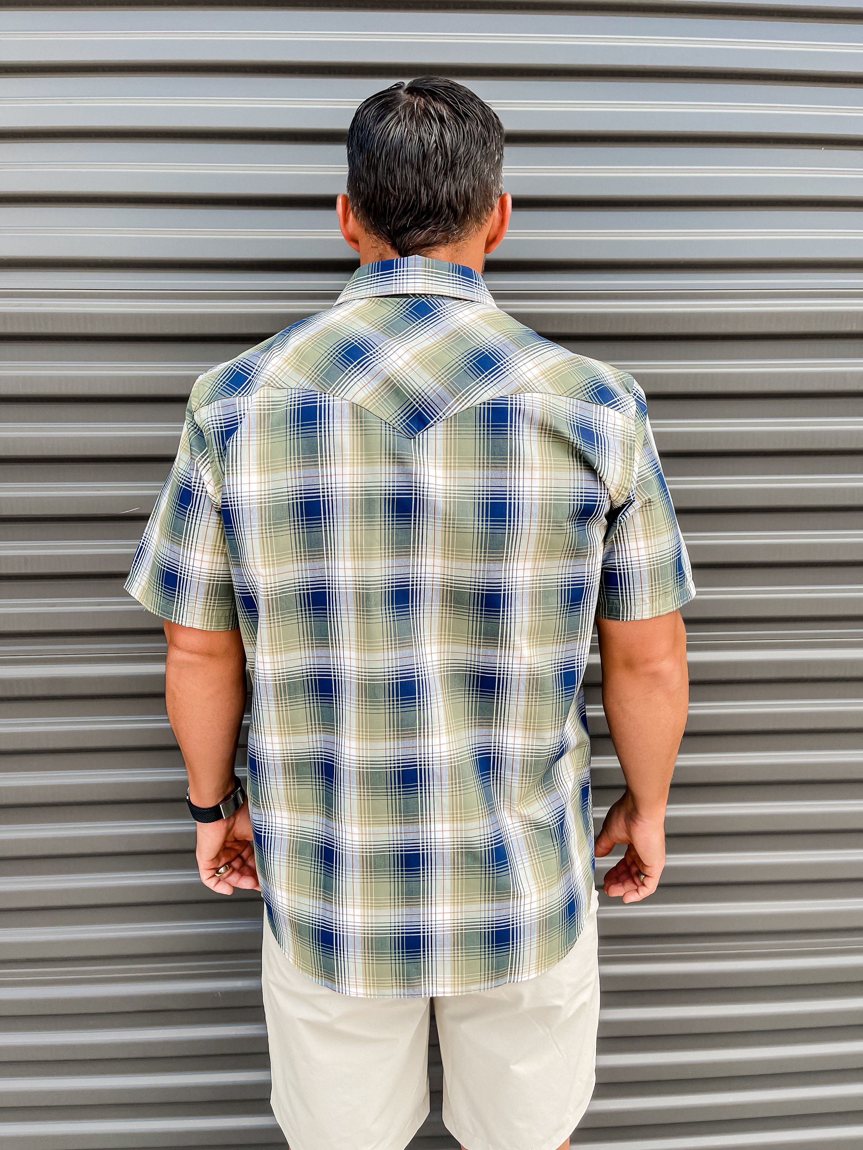 Frontier Shirt Short Sleeve - Green Navy Plaid