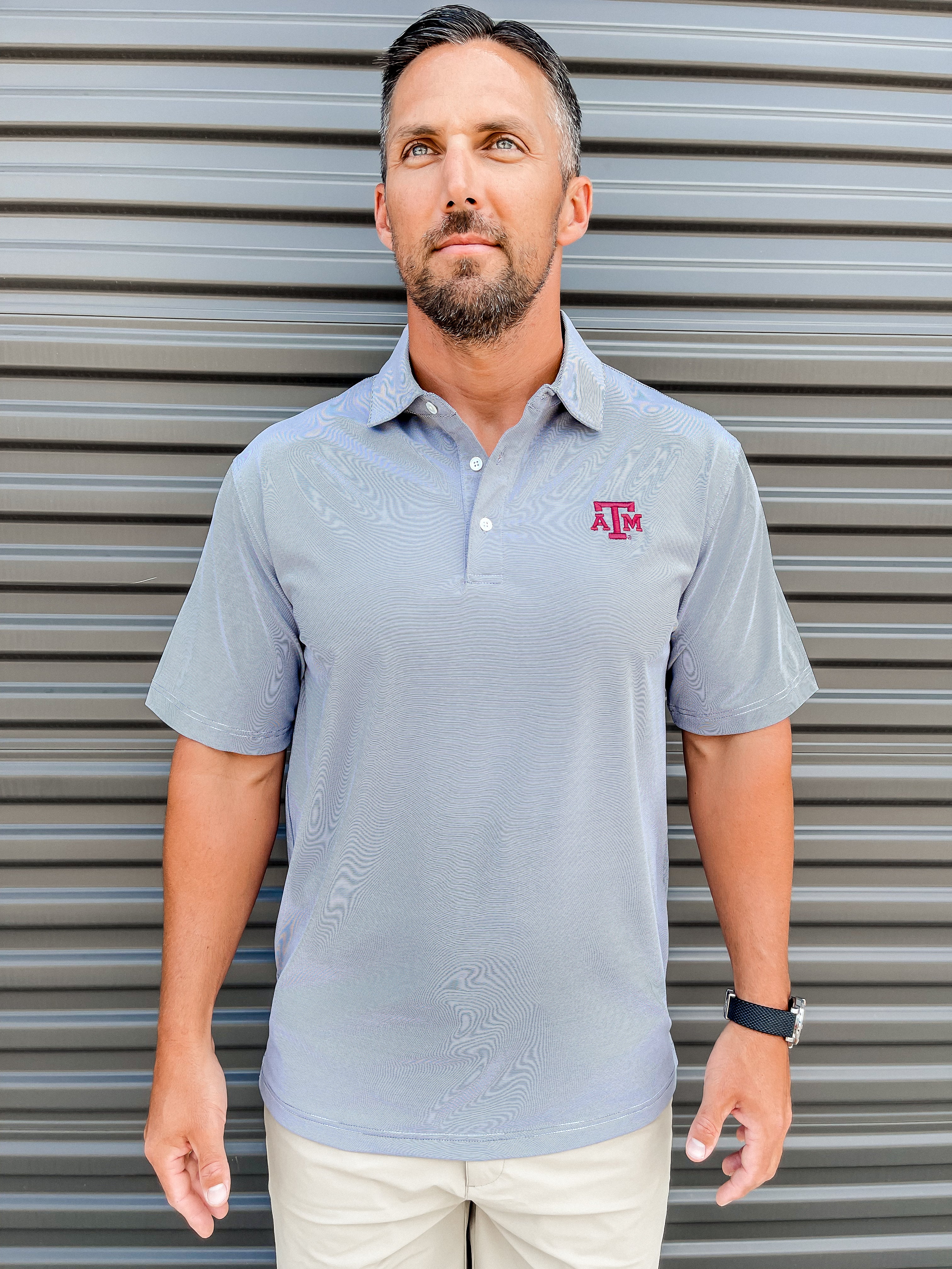 Hairline Stripe Texas A&M Performance Polo - Nine Iron