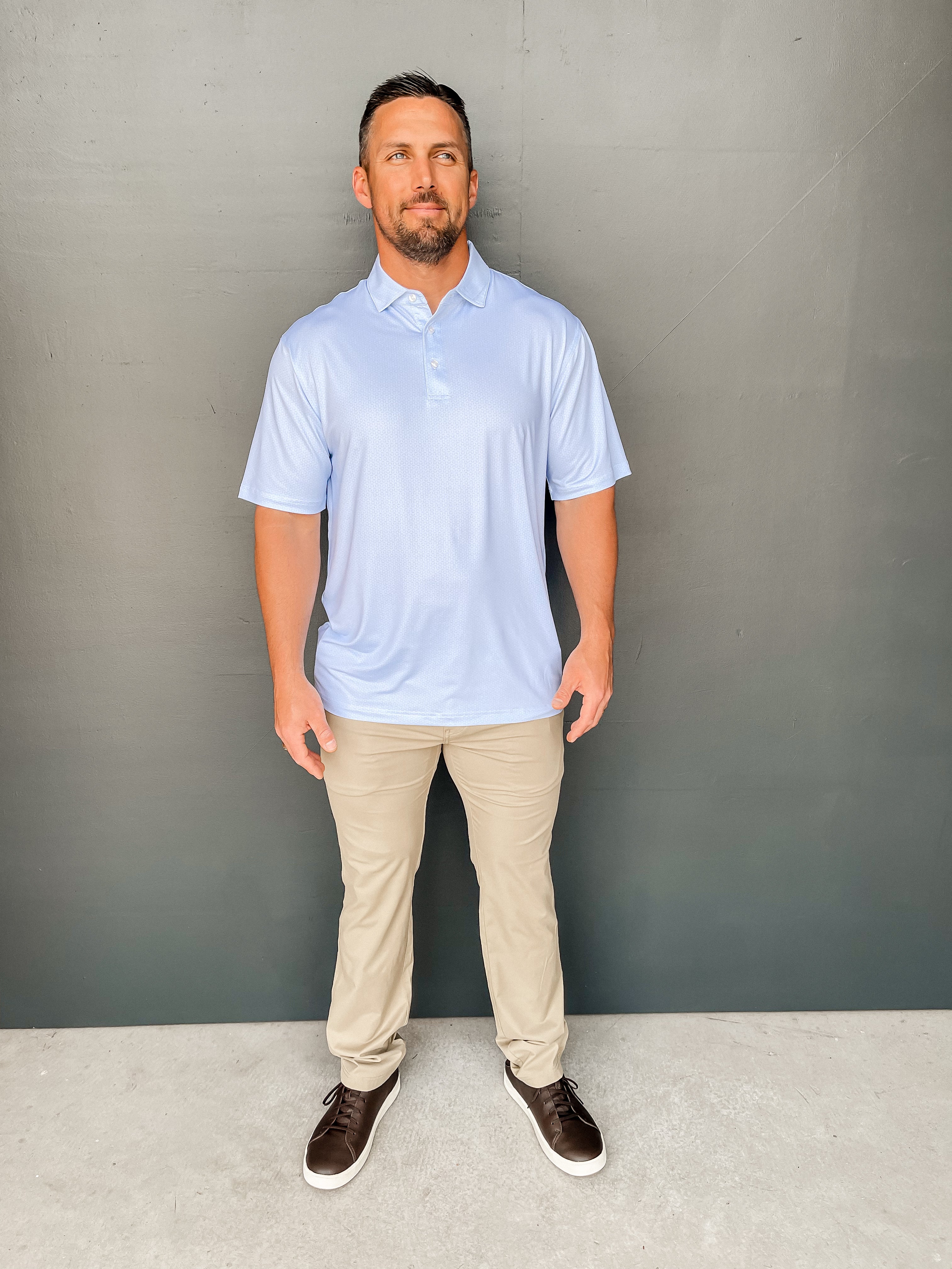 Out Of The Office Printed Performance Polo - Lilac