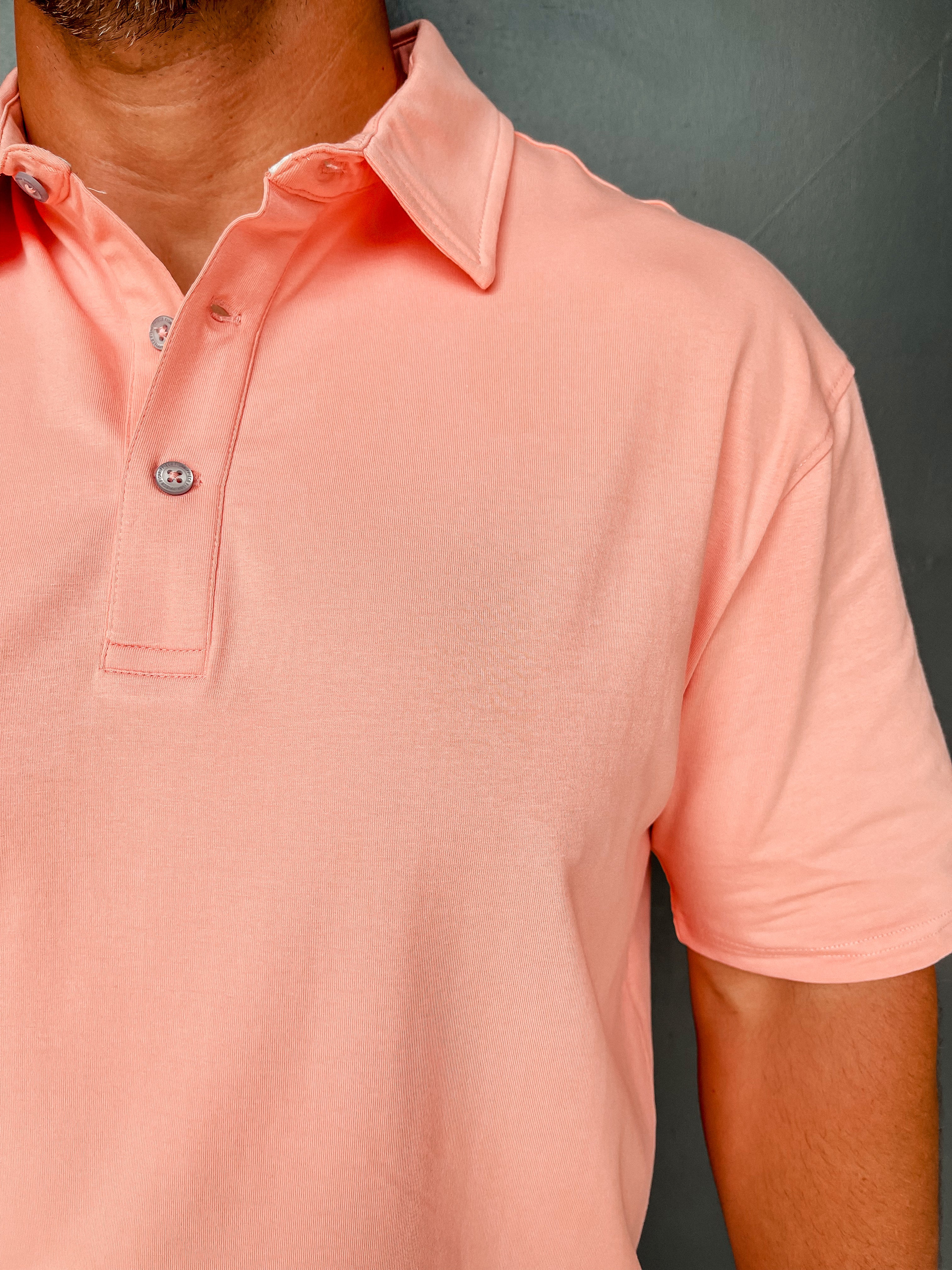 Beacham Solid Polo - Coral Almond