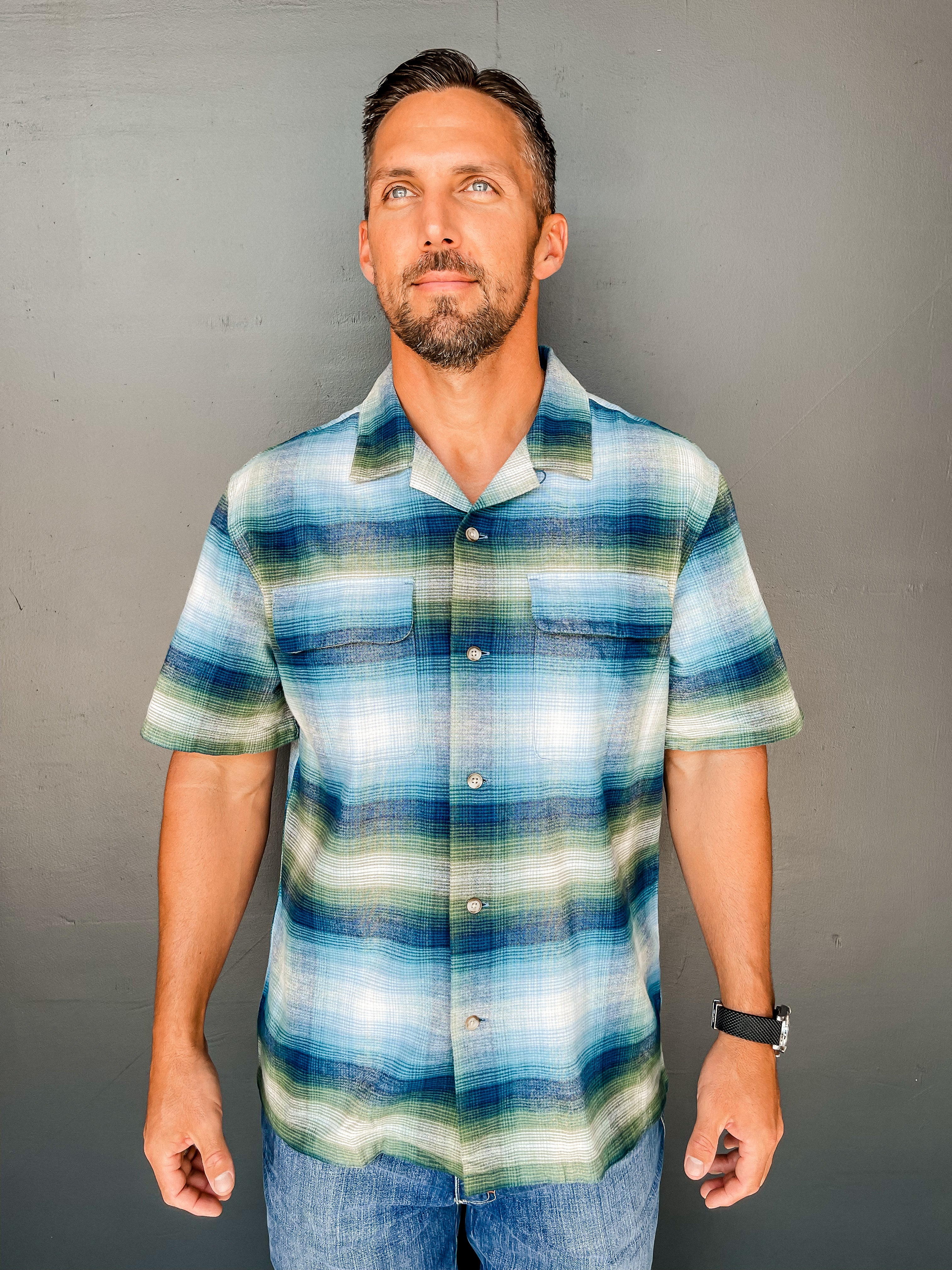 Baja Board Shirt Short Sleeve - Blue & Green Ombre