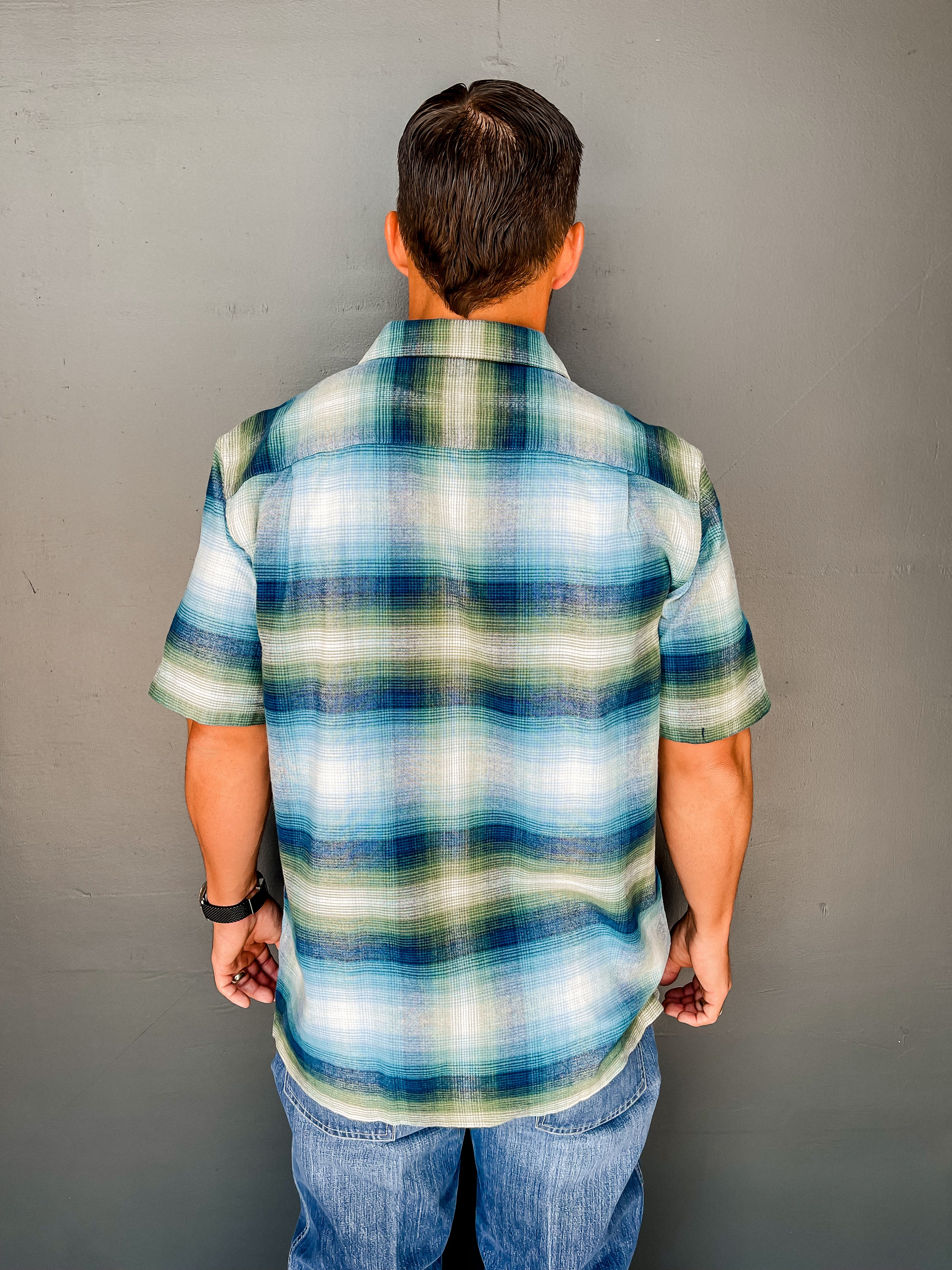 Baja Board Shirt Short Sleeve - Blue & Green Ombre