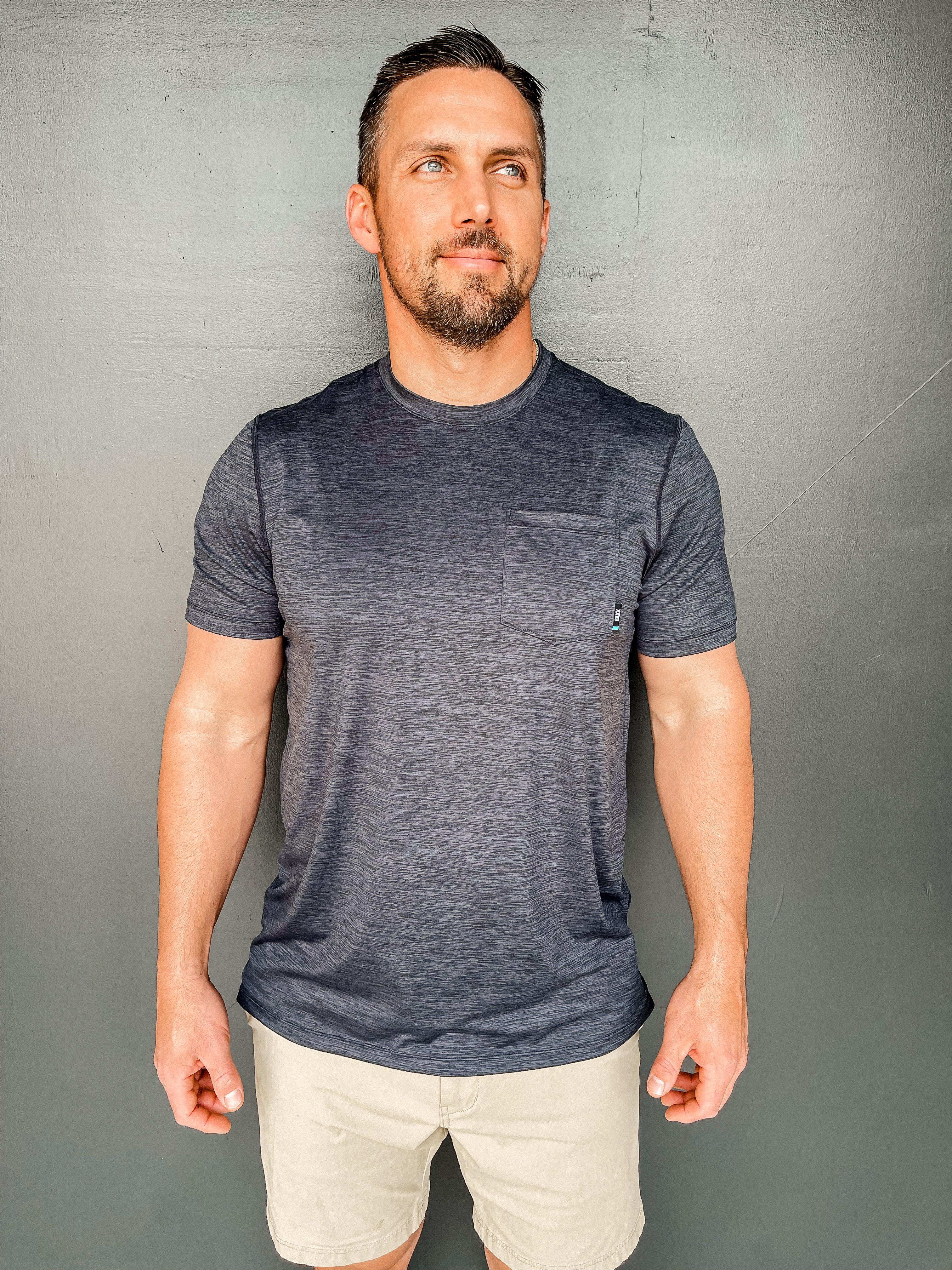 Droptemp All Day Cooling Short Sleeve Pocket Tee - Turbulence Heather