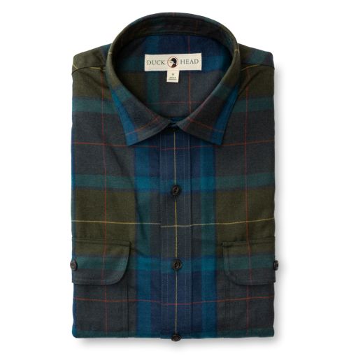 Long Sleeve Performance Flannel Holman Plaid Shirt - Dark Forest Green